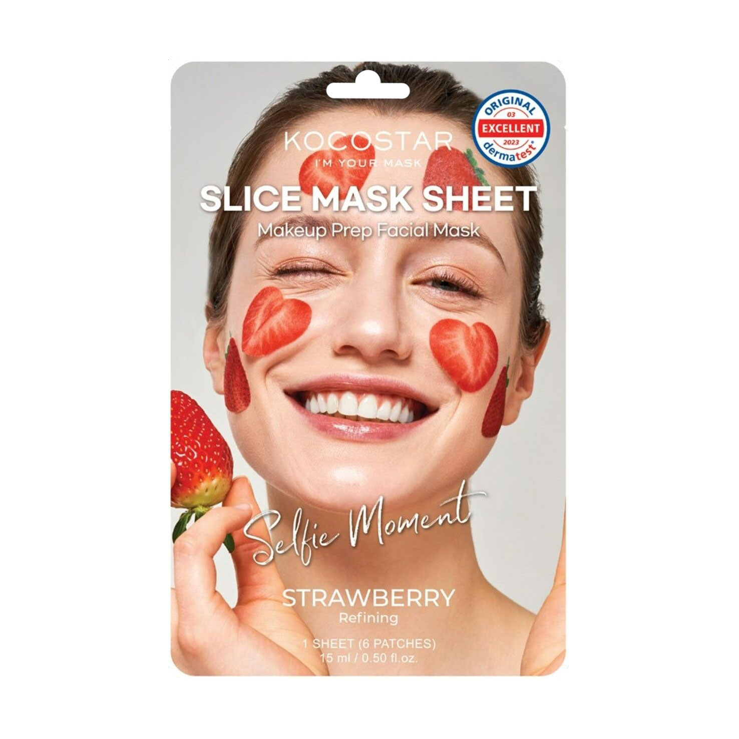 Тканинна маска для обличчя Kocostar Slice Mask Sheet, Strawberry з полуничних слайсів, 15 мл